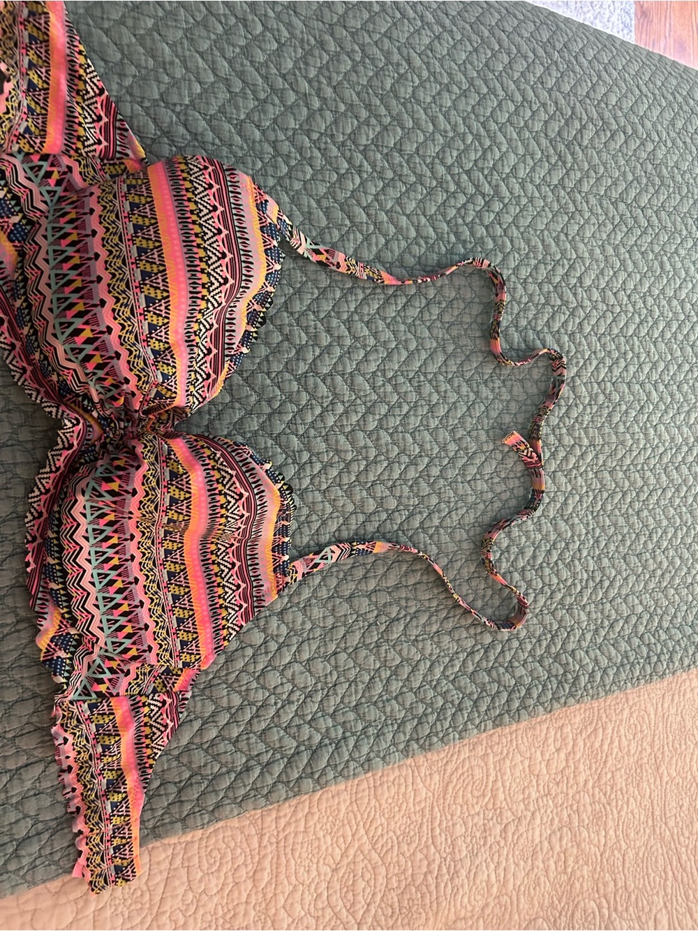 Victoria's Secret Multicolor Aztec Bikini Top - Pink, Yellow, Black